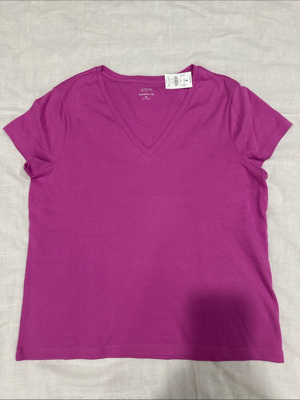 NWT J. Crew Women's V-Neck “Essential” Tee in Magenta